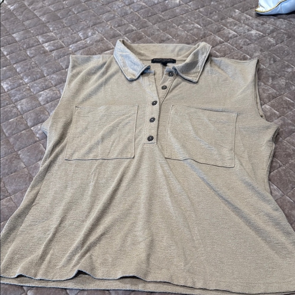 Banana Republic Cream Boxy Polo Button Down